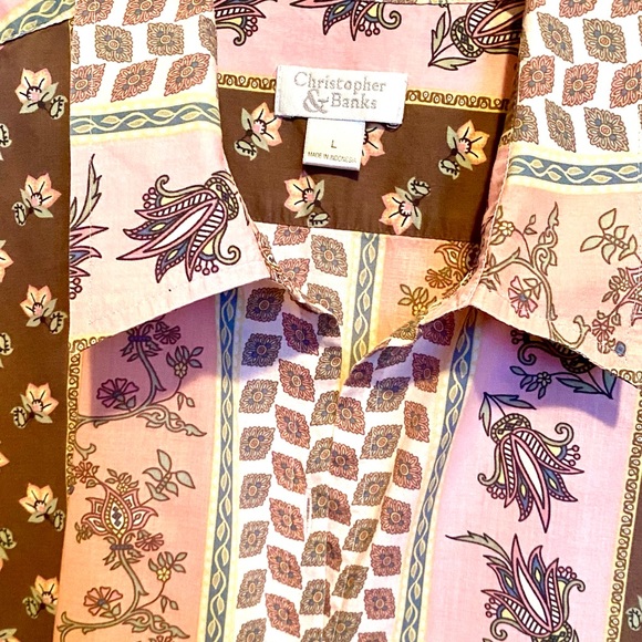 Christopher & Banks Paisley Floral Button Up Shirt Large - Picture 2 of 8